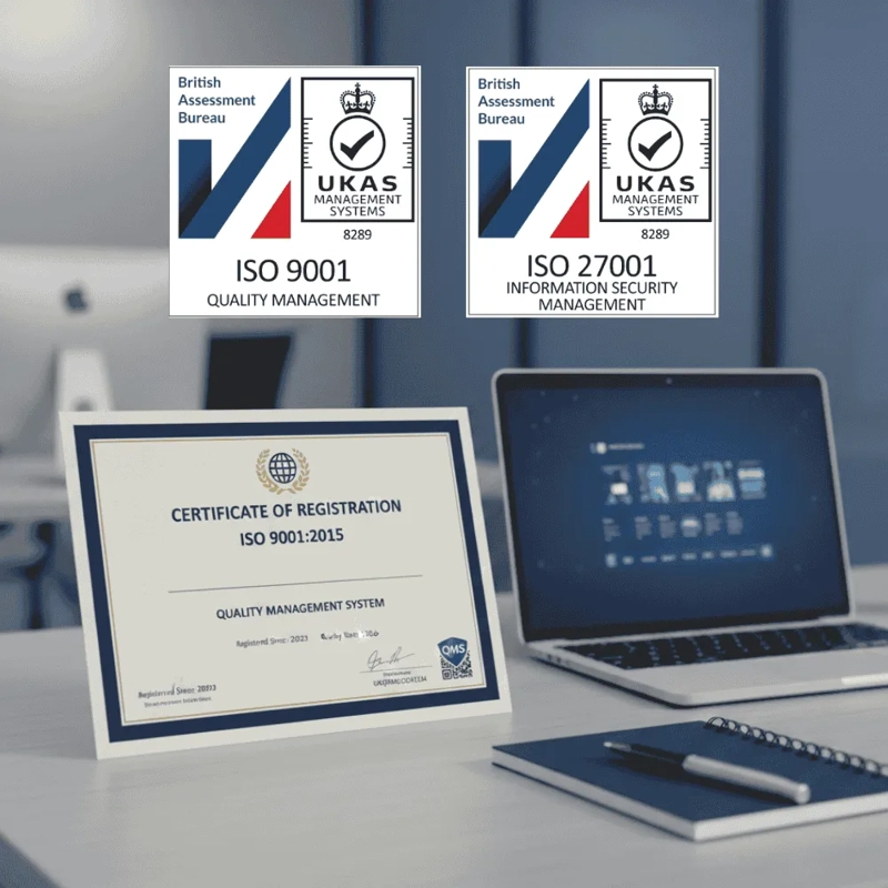 Proudly retaining ISO 9001:2015 and ISO/IEC 27001:2022