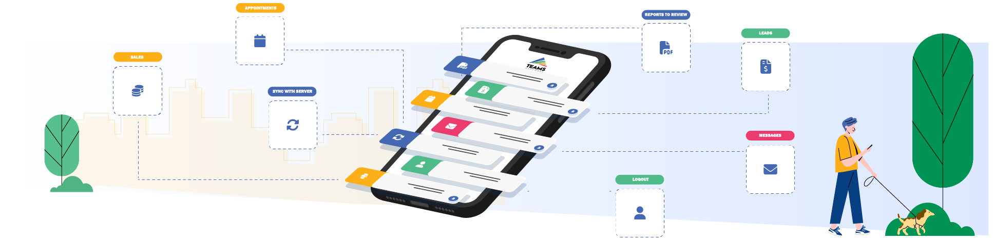 Graphic showing companion app on mobile device