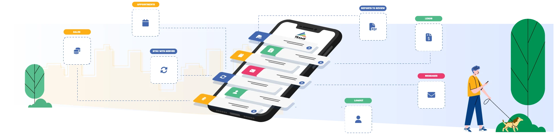 Graphic showing companion app on mobile device