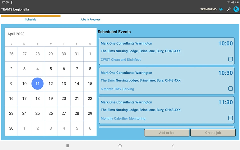 Legionella monitoring site setup